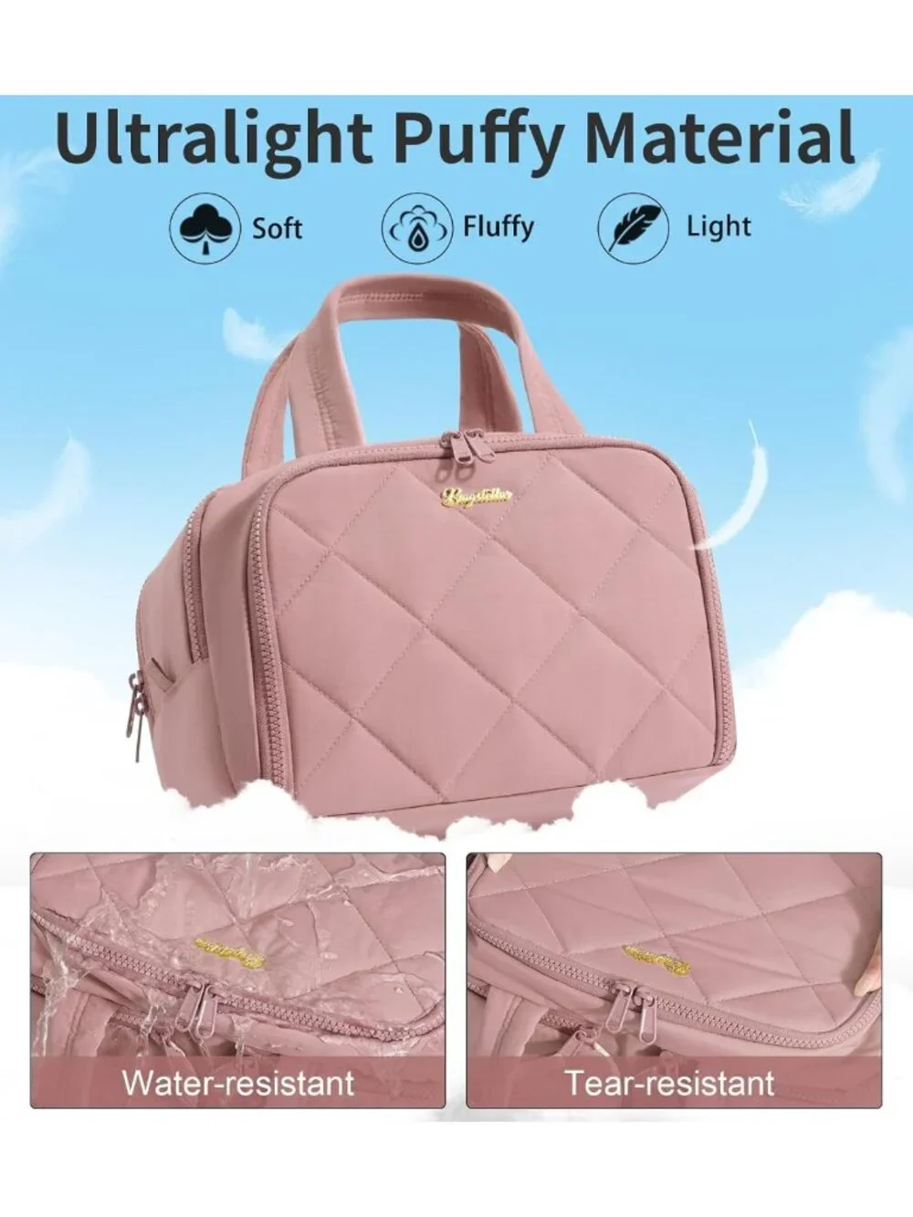 Large Wide-Open Travel Toiletry & Makeup Bag for Women - Dark Pink Organizer